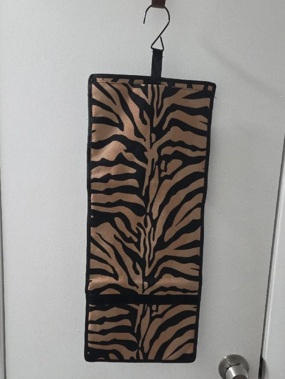 Black Hanging Jewelry Organizer with Clear Zip Pockets